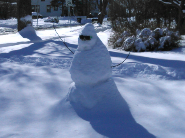 A snowman on North Atherton Street in State College, PA.